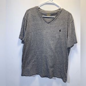 POLO Ralph Lauren Mens Sz XLarge Gray Heather Slim Fit V-Neck S/S Shirt